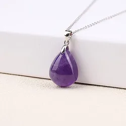 Natural Amethyst Teardrop Pendants Water Drop Shape Chakra Gemstone Healing Crystal Necklace Jewelry Making for Women Girls