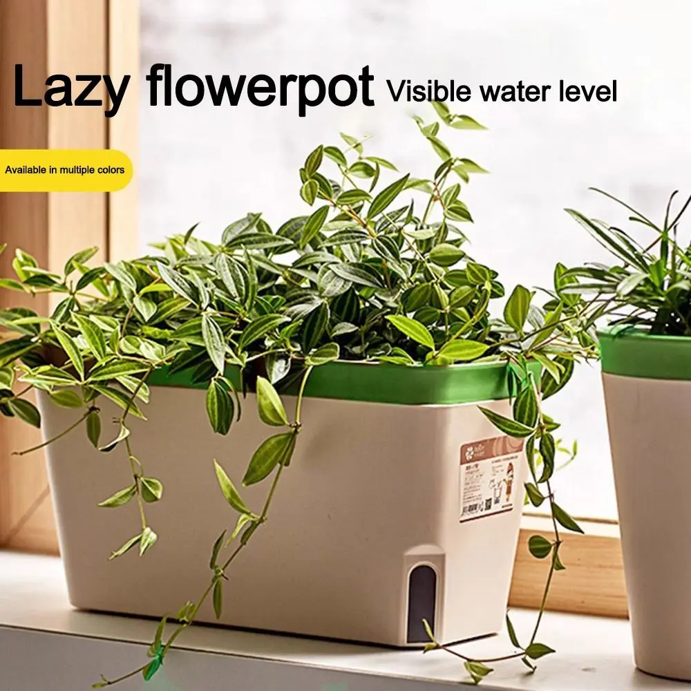 Multi-function Double Layer Flower Pot Rectangular Indoor Flower Planter Box Self Watering Plant Pot Vegetable Planter