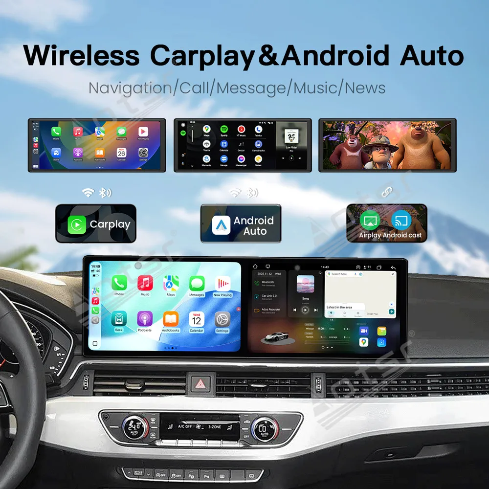 المزدوج 9.1 ''أندرويد 15 Carplay لأودي A4L A5 2017-2019 نظام تحديد المواقع والملاحة راديو السيارة HD شاشة تعمل باللمس السيارات ستيريو اكسسوارات السيارات