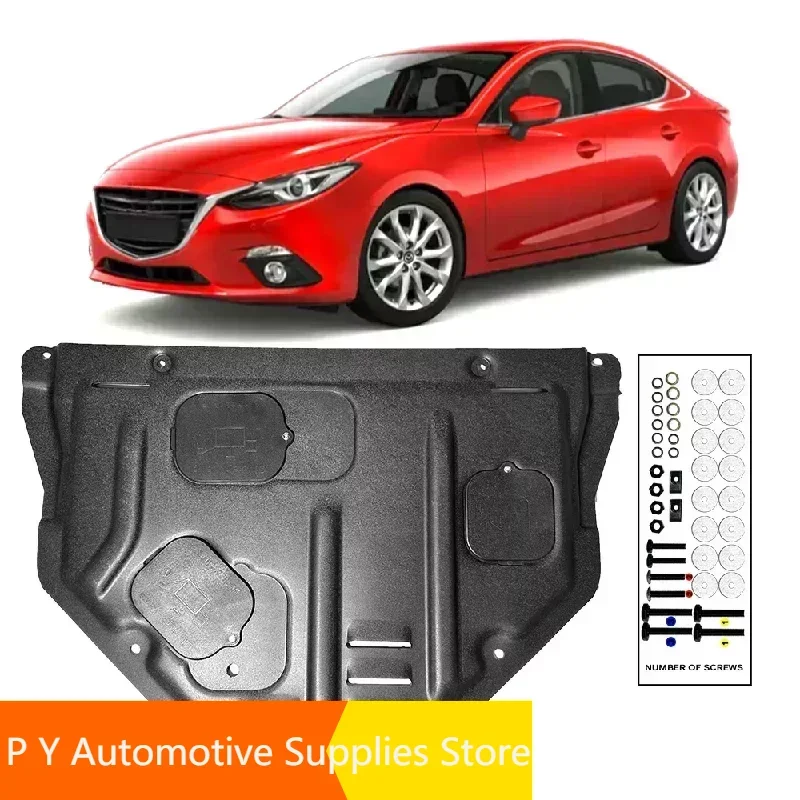 Preto Sob A Placa De Guarda Do Motor, Escudo Respingo, Lama Fender Capa, Protetor De Paralama, Mazda 3 Axela 2.0L 2014-2019