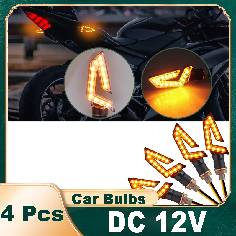 4 Pcs Universal Motorcycle Turn Signal LED Lights Signals Brake Light Bulb Waterproof IP65 High Power Bulb Lamp 10W Amber Signal