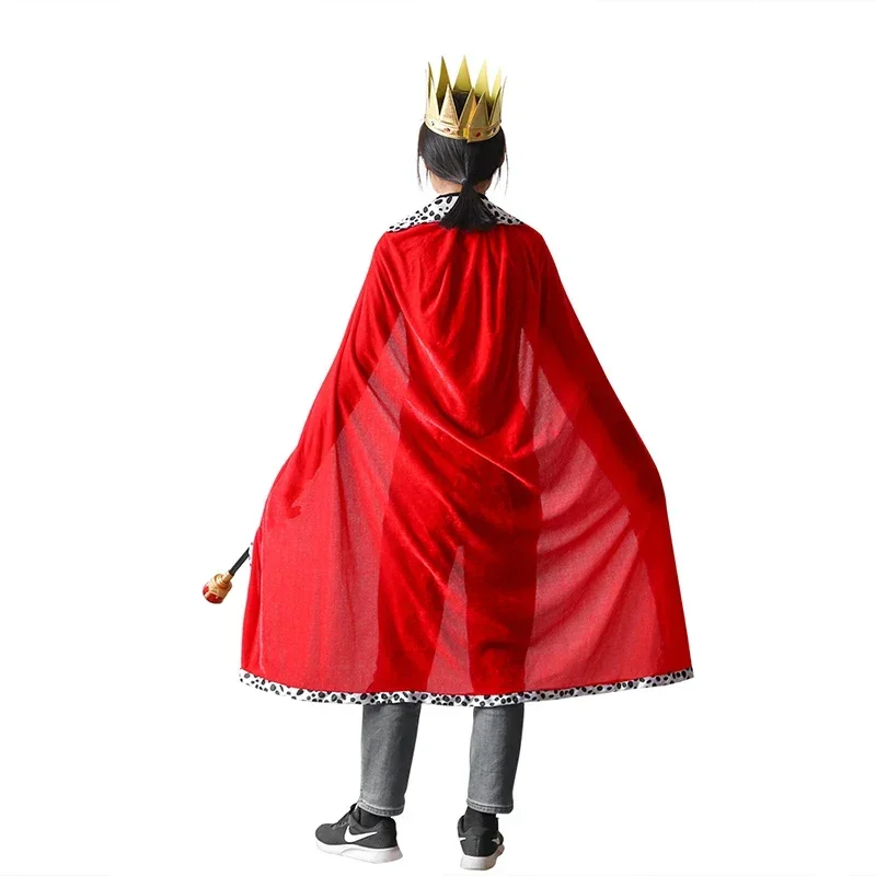 Kings Coronation Fancy Dress Robe Adult Children Masquerade Cosplay Costume Red Cape Party Performance Halloween Holiday Clothes