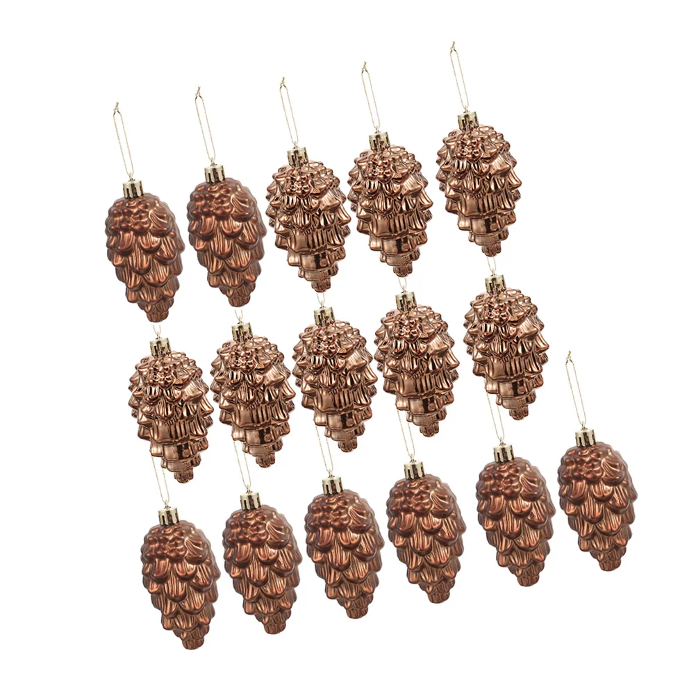 

16Pcs Christmas Ball Hanging Ornaments Shiny Matte Plastic Pine Cones Lightweight Holiday Tree Decorations Festive Party