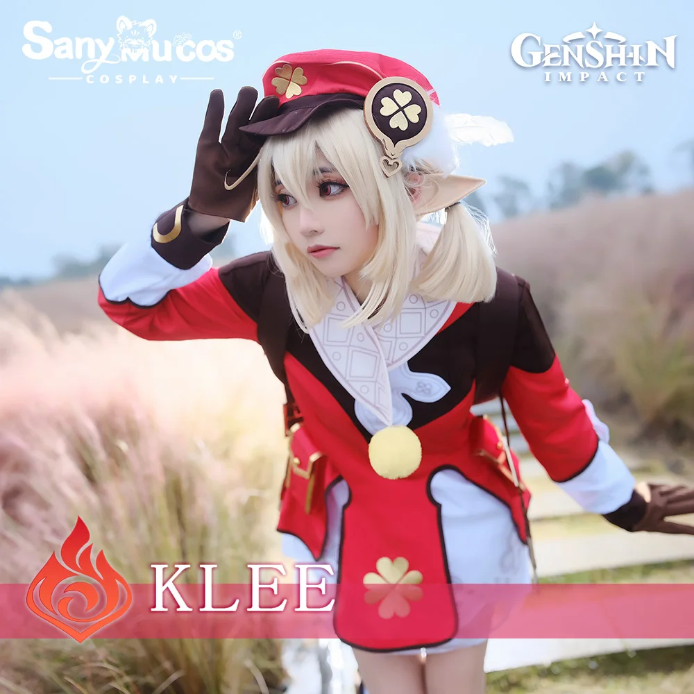 

【48H To Ship】SanyMuCos Genshin Impact Klee Cosplay Costume Loli Full Set Mondstadt Klee Wig Party Clothing Halloween Clothes