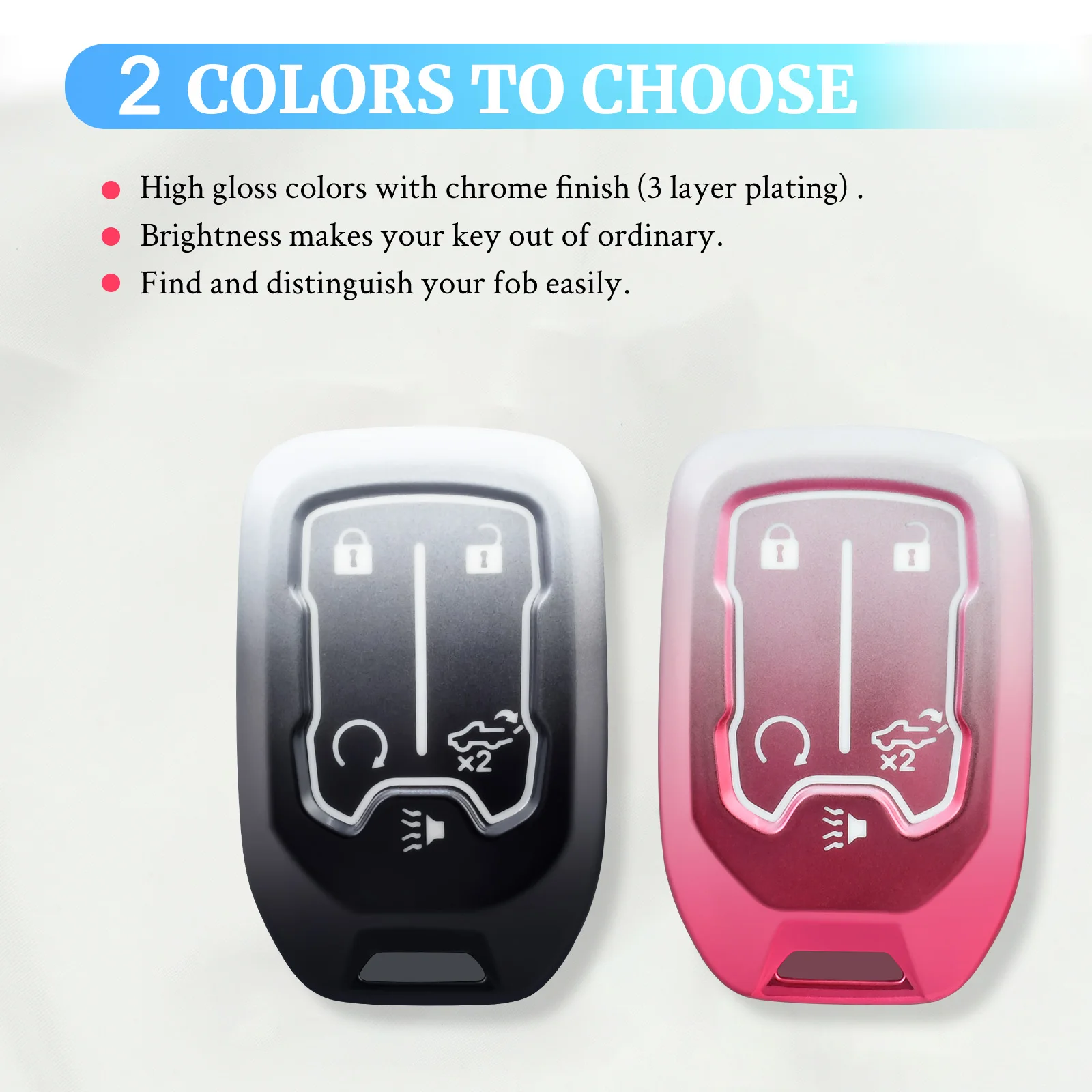 Gradient Car Remote Key Fob Shell Case Cover Fit for GMC Sierra Chevrolet Silverado 1500 2500 3500HD Chevy Keyless view 2