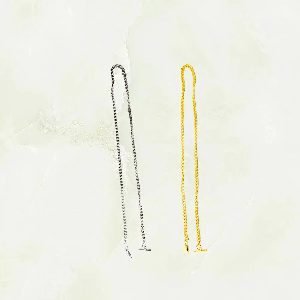 2Pcs Iron Pocket Watch Chains Premium Metal T-Shaped Heavy Duty Closure Perfect for Jeans Belt Keychain Retro Clothes