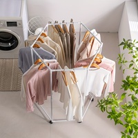 Stainless steel 360 degree rotating storage multifunctional clothing rack! Durable metal six bar independent hanger