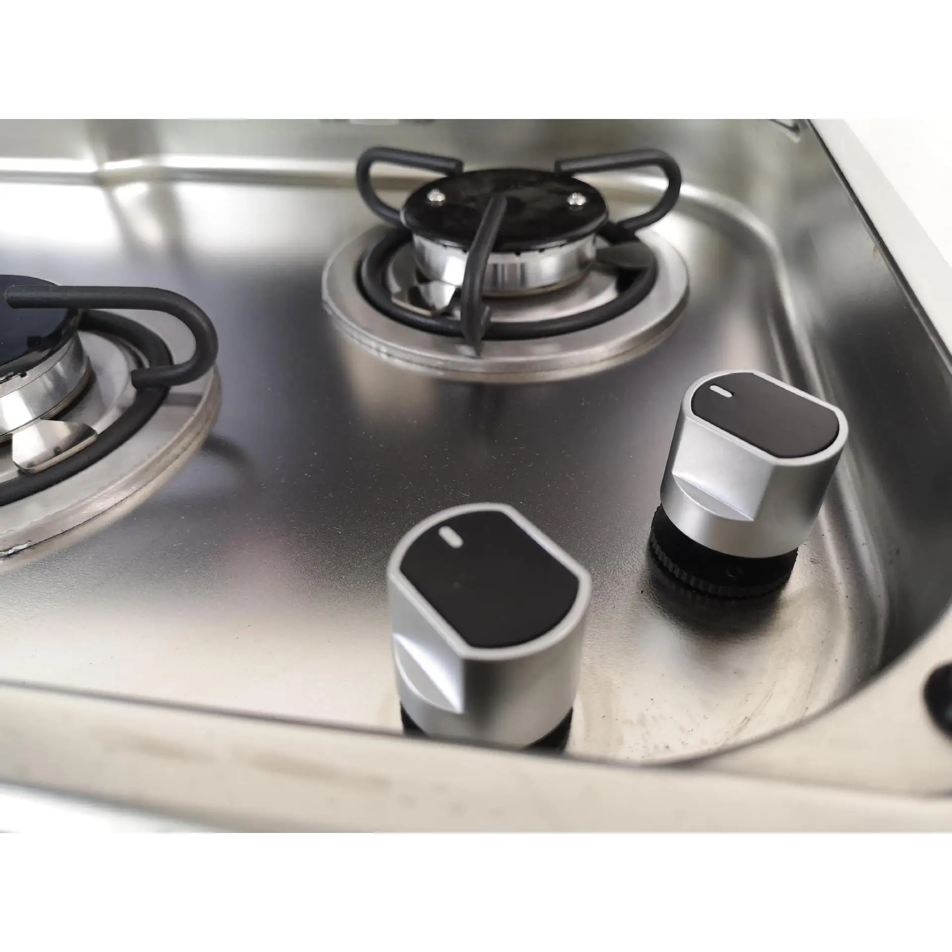 Stainless Steel Double Burner Gas Stove Sink for RV/Yacht 775*365*150/120 mm with Tempered Glass Cover
