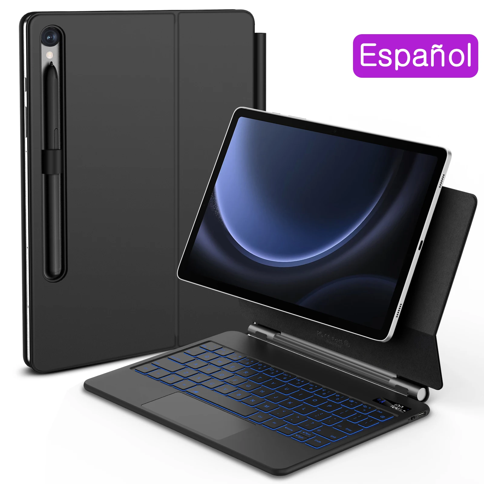 GOOJODOQ Magische Tastatur für Samsung Galaxy Tab S11 S10 Plus S10 Lite S8 S9 S7 FE 11 12,4 Zoll Trackpad Hintergrundbeleuchtung schwimmend mit Stifthalter 4