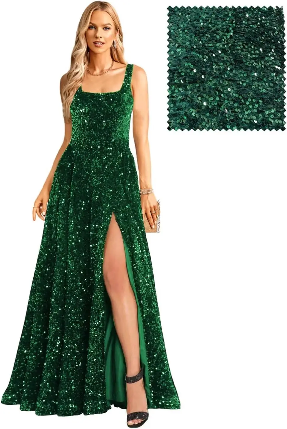 

Prom Dresses Long A Line with Pockets Formal Evening Ball Gowns with Sleeves Glitter Party Dress 2026 Formal Dress Women Elegant