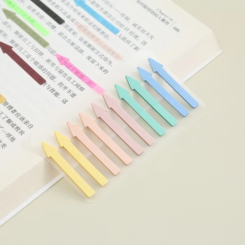 200sheets Creative Color Transparent Arrow Shape Index Stickers Student Notebook Keyword Mark Label Stickers Book Accessories