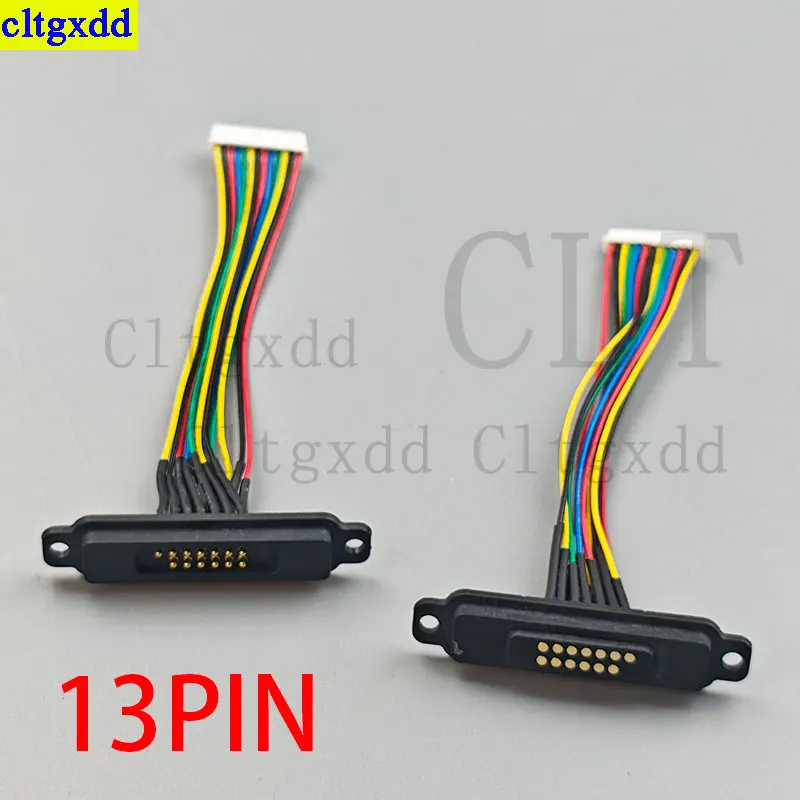 Cltgxdd 1 Set 7/8/10/12/13/14/15/16/18/20 Pin DC Magnetic Connector Pogopin Male and Female Ribbon Cable Spring Loaded DC Power