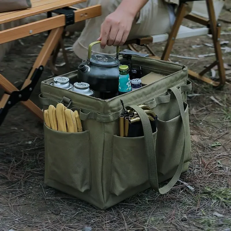 

Складной ящик для хранения инструментов на открытом воздухе, сумка для кемпинга, сумка для переноски большой вместимости, многофункциональная сумка для хранения пикника