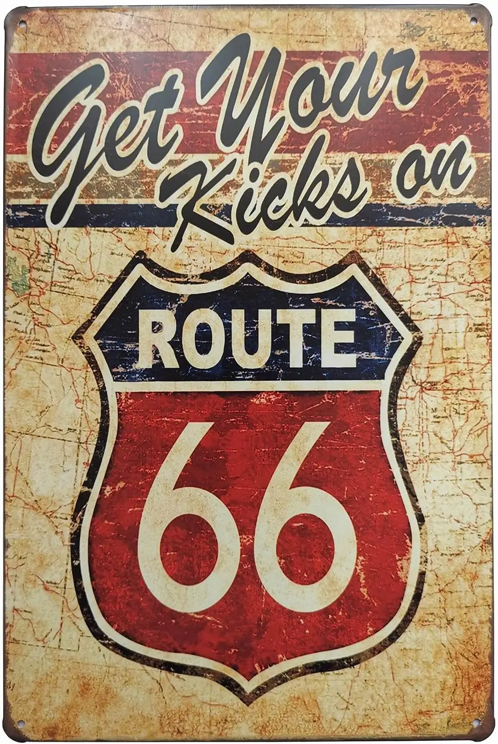 Get Your Kicks Route 66 Metal Retro Wall Plaque Decor Vintage Tin Sign 12 X 8 sign