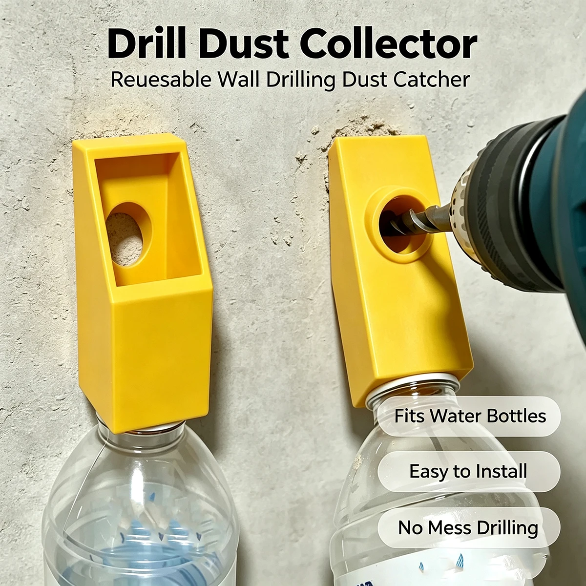 Electric Drill Dust Collector, Can Be Used with Mineral Water Bottles, Wall Drilling Dust Cover, Household Impact Drill Dust Collection Tool
