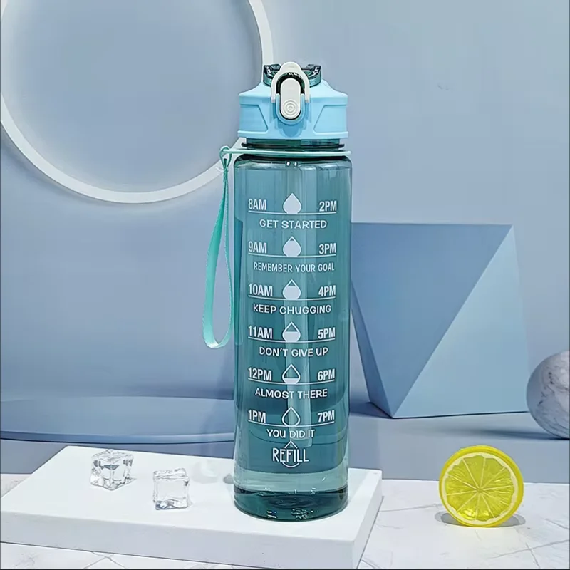 900ml Sports Bottle With Time Scale Outdoor Gradient Solid Color Sports Bottle Portable Fitness Motivational Straw Mug Bpa Free image 4