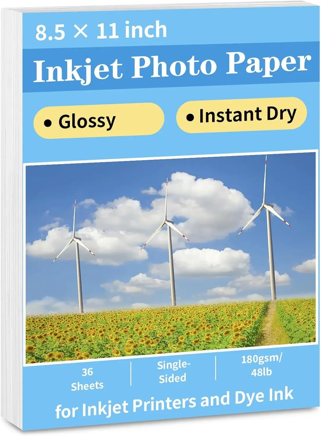 

Glossy Photo Paper 8.5x11, 36 Sheets Inkjet Printer Paper For Photos, Cards, Flyers & Brochures (180gsm)