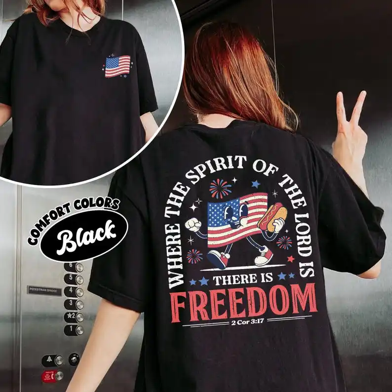 Where The Spirit of The Lord Is Shirt, Christian Freedom Shirt, Faith Based 4th of July T-Shirt, Patriotic Bible Verse Tee Shirt