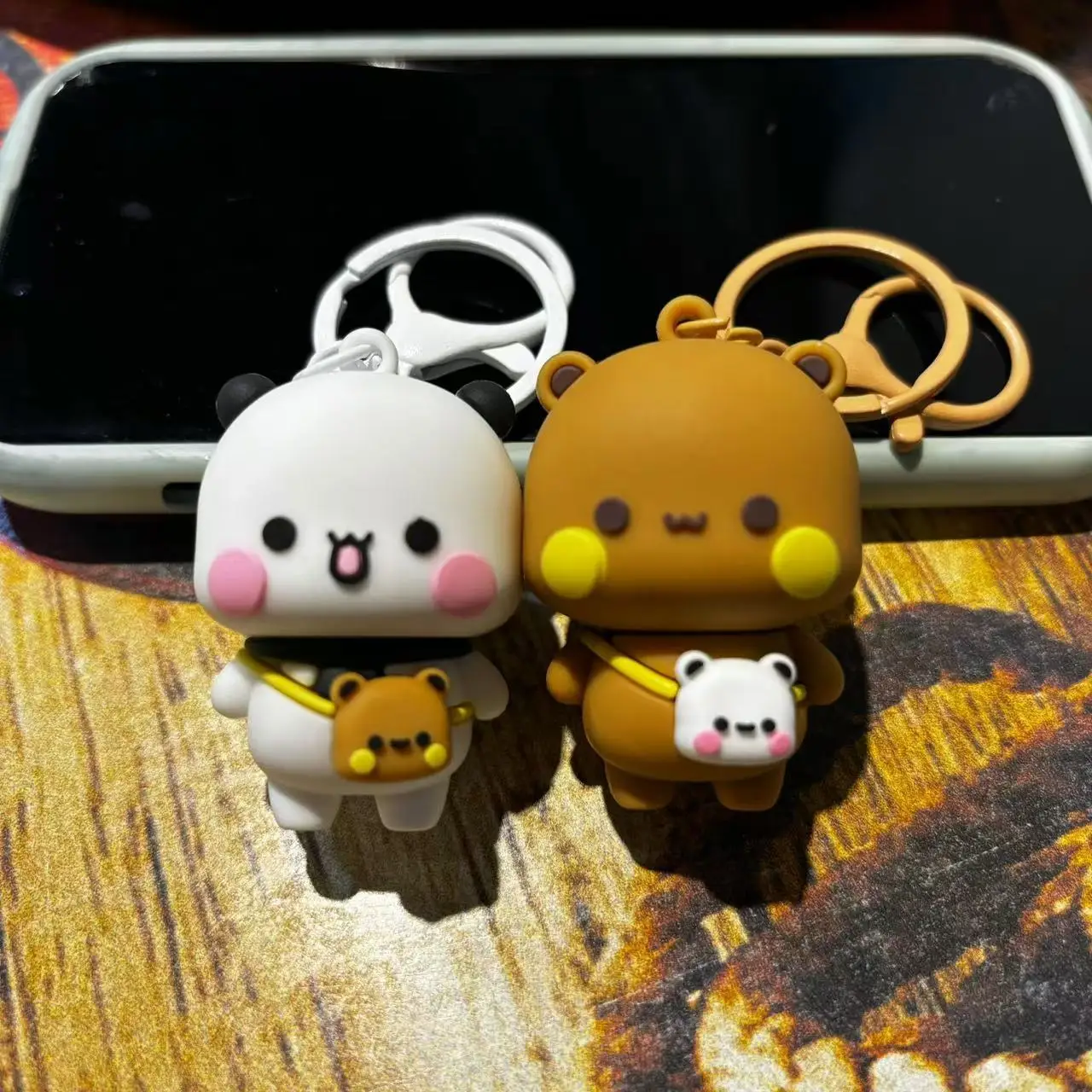 Yier Panda KeyChain Kawaii Bubu Dudu Doll Anime Key chains Figure Toy Backpack Hanging Ornaments cute Pendant Mobile Phone Chain