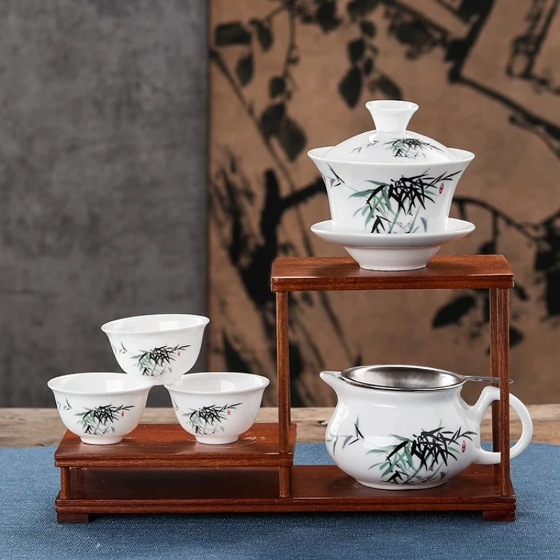 Chinese Tray Tea Sets Traditional Luxury Bowl Gongfu Tea Pot Sets Kitchenware Mate Jogo De Cha Porcelana Matcha Accessories view 6