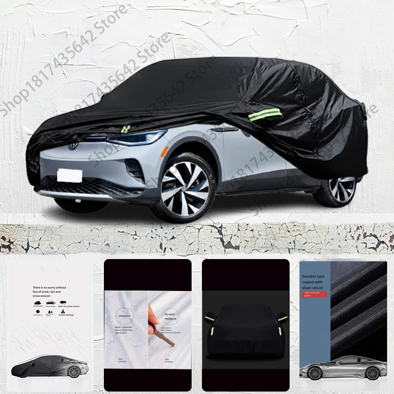 For Volkswagen ID,4 Anti-UV Sun Shade Rain Snow Resistant Black Cover Dustproof Car umbrella Full Car Cover Outdoor Protection