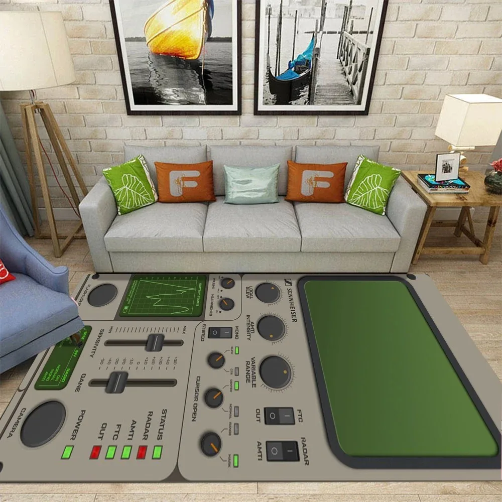 Electronic Control Panel Pattern Floor Mat Various Styles with Buttons Knobs and Displays Retro Home Decor Carpet