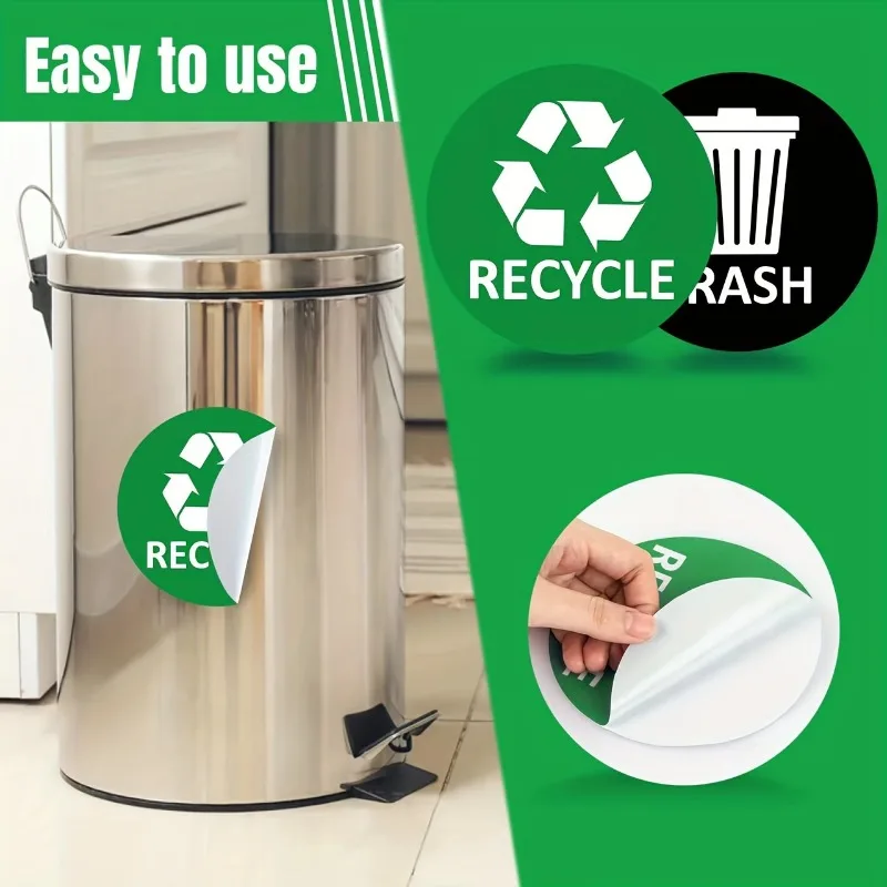 Waterproof Self-AdhesiveRecycling Bin Labels - Durable for Home, Office, School & Kitchen, Efficient WasteSorting & Organization