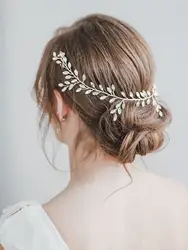 Fashion Bridal Crystal Wedding Headpieces Women Hairdress  Sliver Handmade Pearl Hair Bands