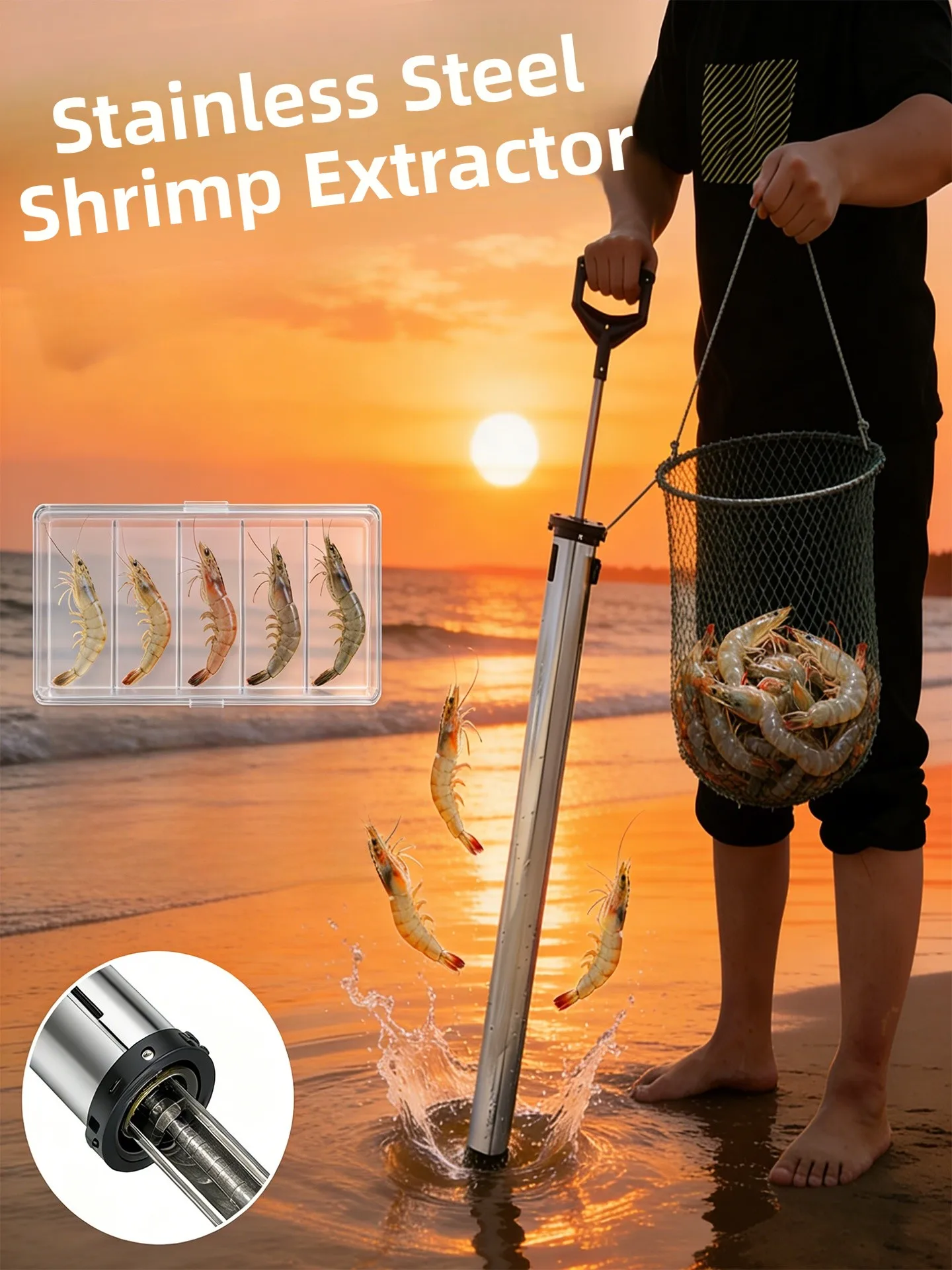 ステンレス鋼製エビ釣り用チューブ、ビーチクラム捕獲ツール、海腸専用ツール、ロブスターとエビ釣り用の特殊ツール