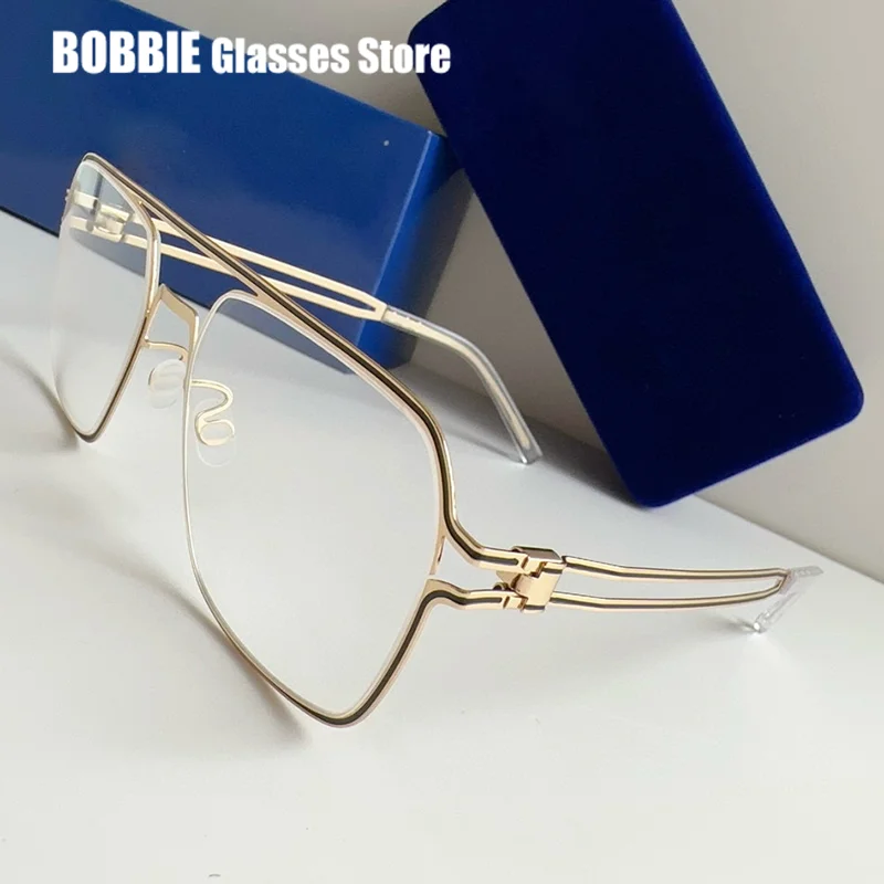 Germany Brand Design Screwless Glasses Frame Titanium Ultralight Square Large Fashion Men Optical Prescription Eyeglasses RIKU