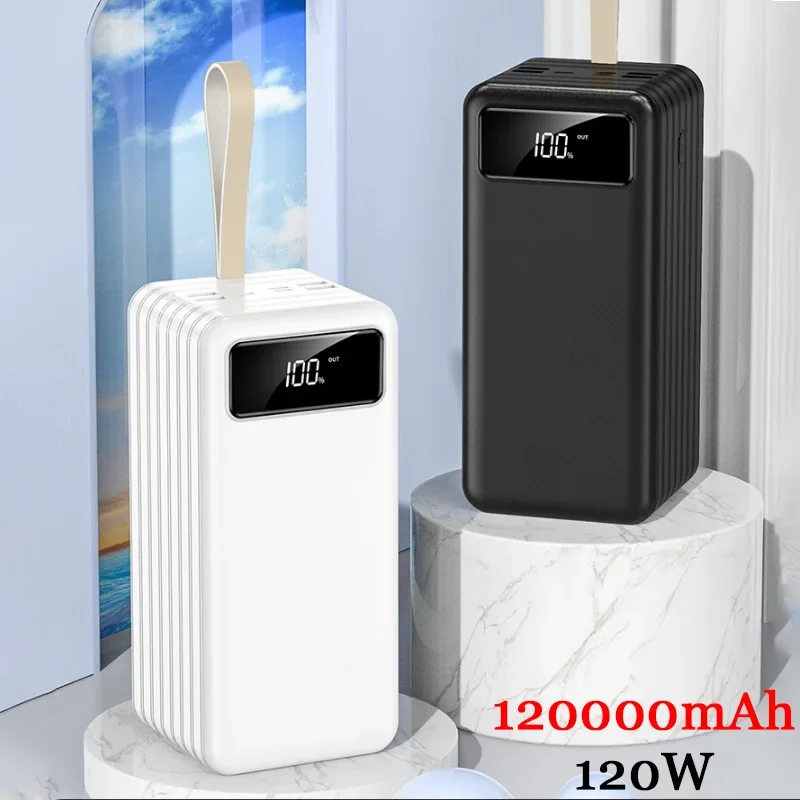 120000mAh Ultra Large Capacity 120W Fast Charger Portable Outdoor Power Bank for IPhone Xiaomi Huawei External Battery Pack