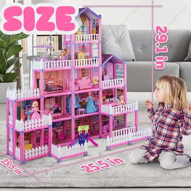 Casa de muñecas Villa Princess Castle Set para niña, Kit de simulación grande, rompecabezas para niña, juguete para regalo