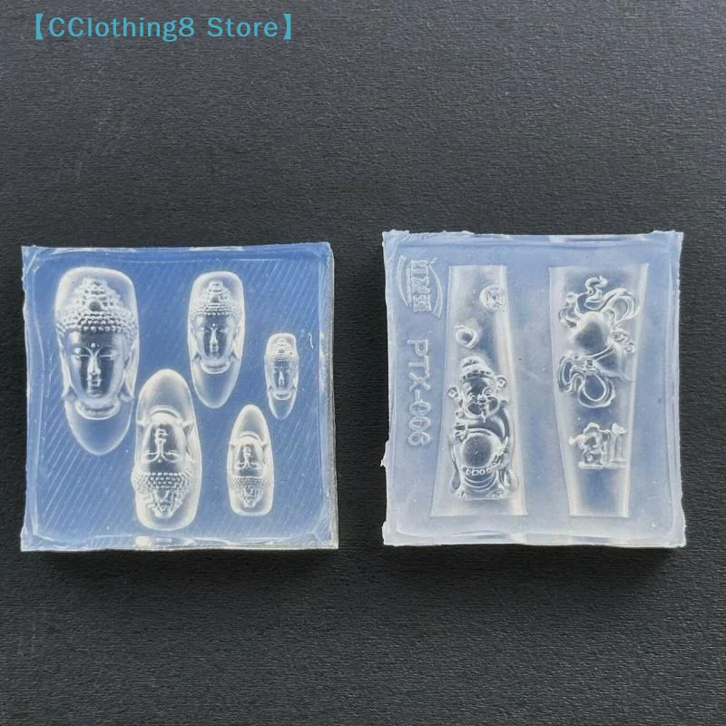 Tête de Bouddha, Dieu de la Richesse, moule en acrylique 3D, décoration pour nail art, modèle de manucure en silicone DIY pour charme d'ongle【AliS8】