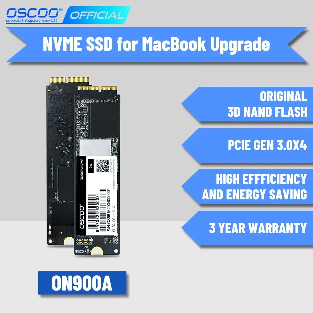 SSD OSCOO 512 ГБ для MacBook NVMe PCle Gen3x4 3D NAND TLC SSD для MacBook Air 2013-2015 Mac Pro 2013