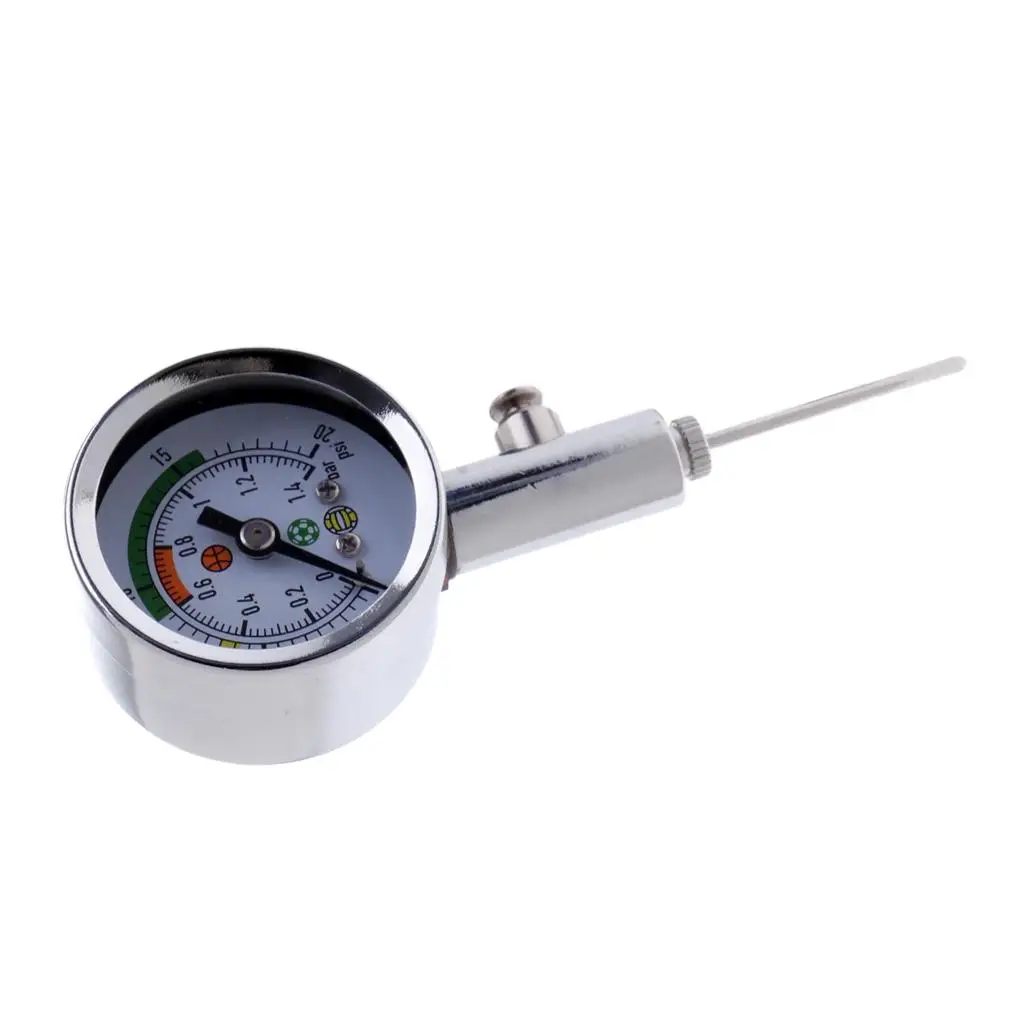 Football Pressure Gauge Metal Dial Ball Pressure Reader Monitor for Soccer Basketball Volleyball Use
