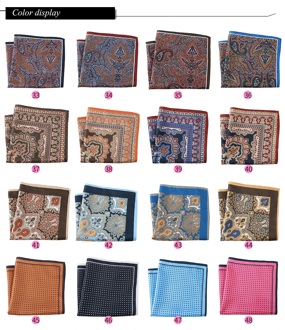 Neue Männer Einstecktuch Taschentuch Zubehör Paisley Dot Vintage Business Anzug Taschentuch Brust Schal 30*30 cm Geschenk – Detail 4