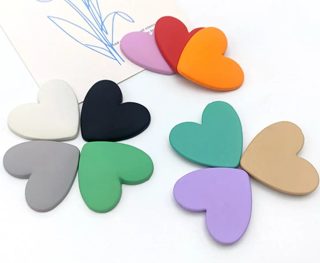 100pcs Kawaii Flatback Resin Heart Cabochon DIY Handmade Hair Bow Decoration Headwea Accessories