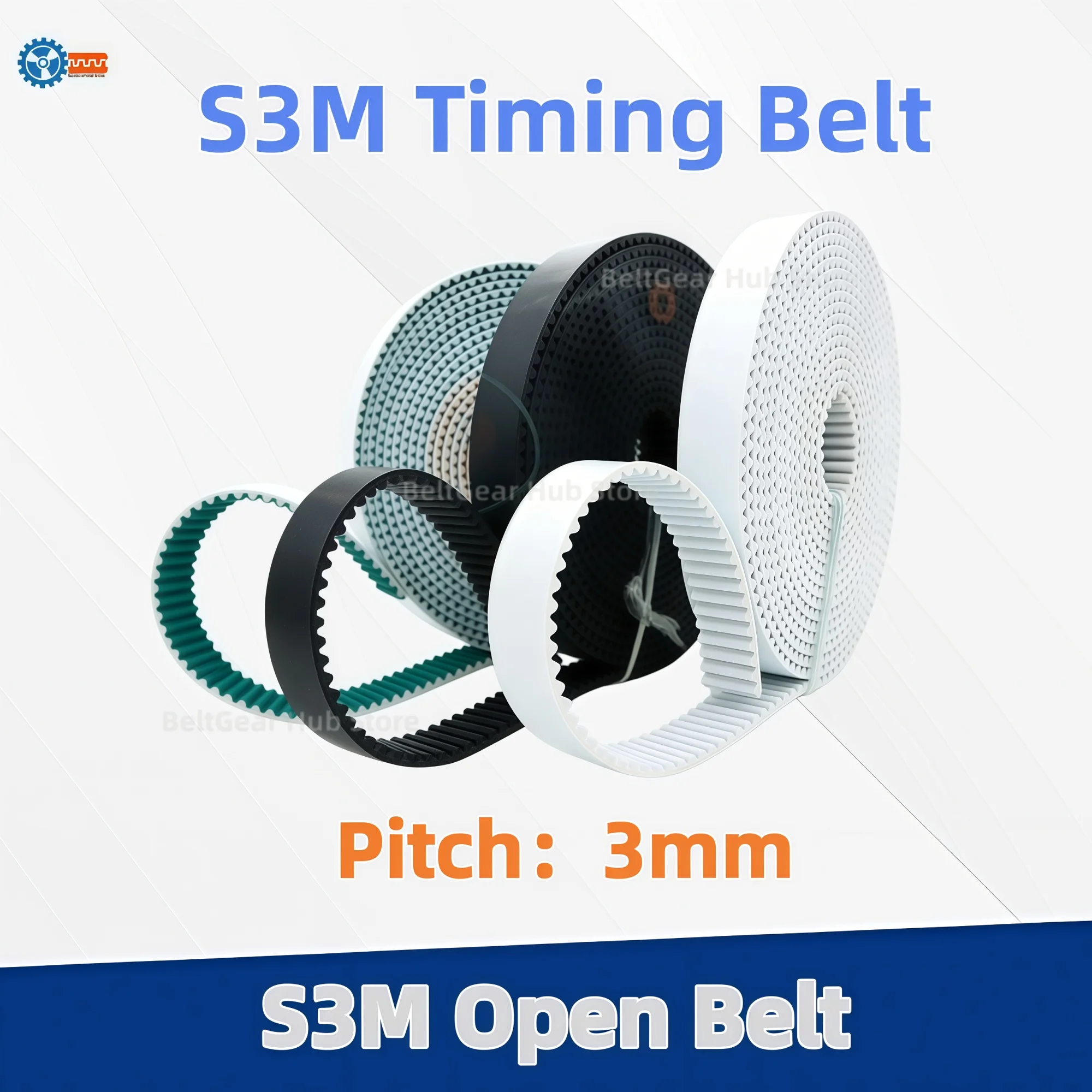 

S3M STD3M Open Timing Belt PU Polyurethane Steel Core Width 10mm/12mm/15mm/20mm/30mm Synchronous Belt