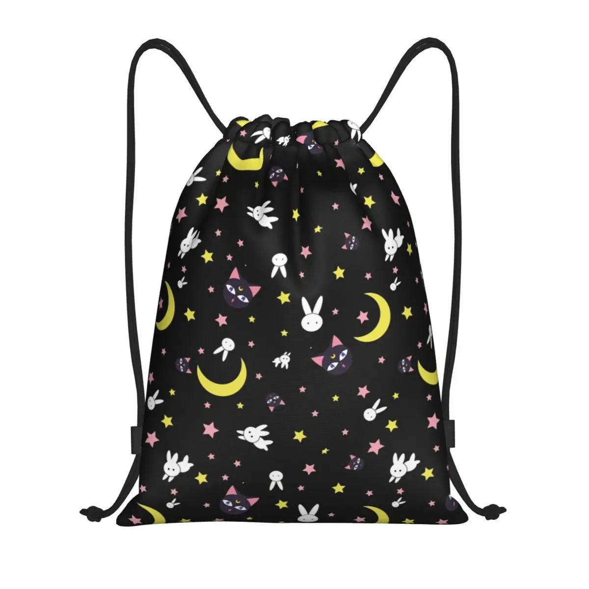 Custom Usagi Tsukino Moon Pattern Drawstring Bags Women Men Lightweight Japanese Sailor Manga Sports Gym Storage Backpack