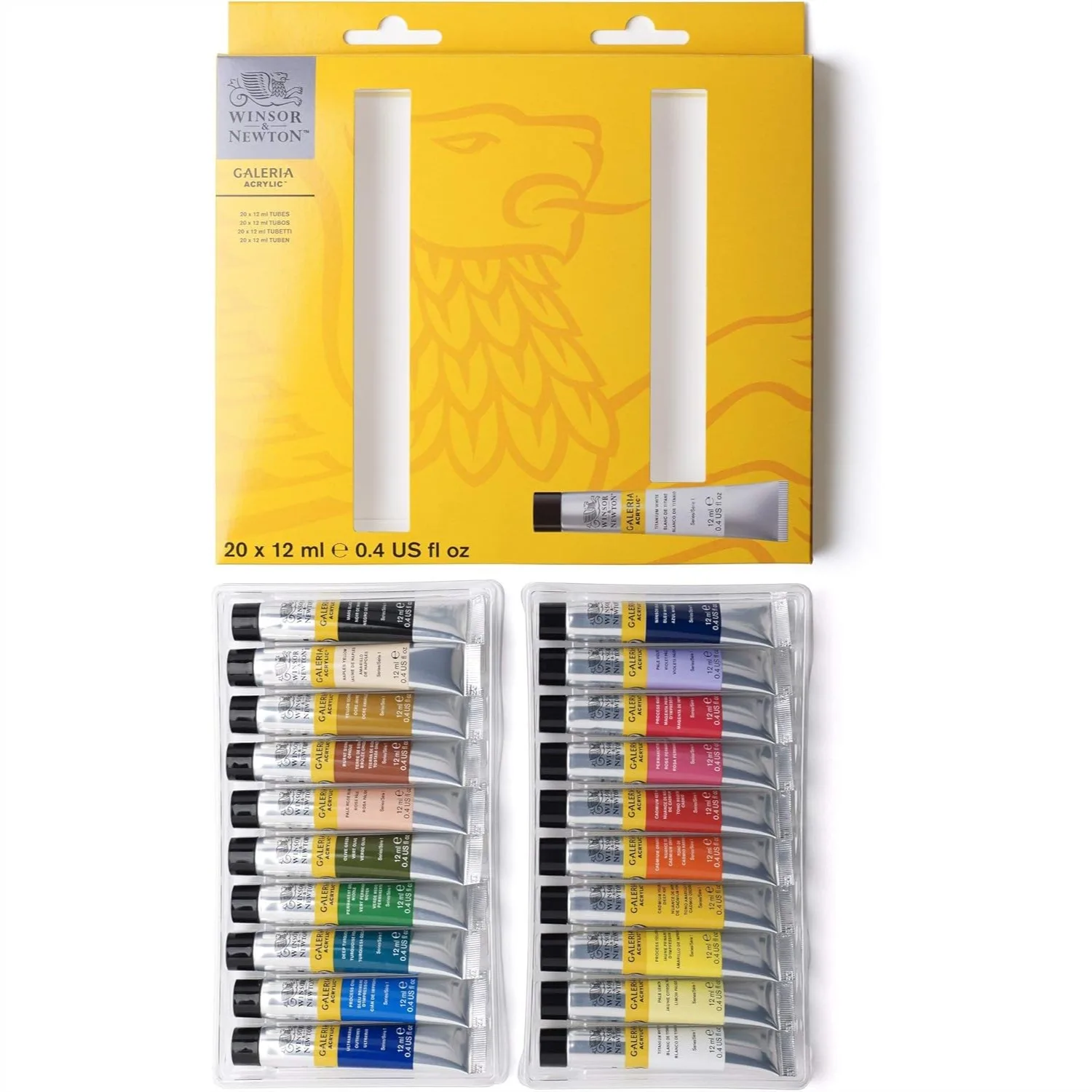 

Acrylic Paint Set, 20 x 12ml Tubes with Bright Pigments for Canvas & Paper