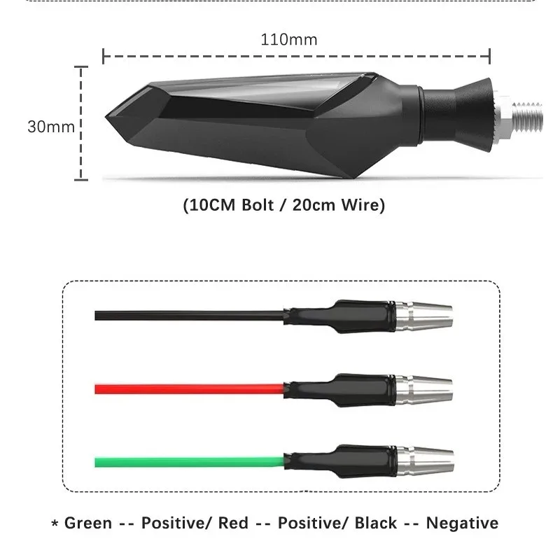 Double Side Flowing Turn Signal Motorcycle LED Turn Signal Flasher Light Built-in Relay Flashing Blinker Universal M10 Bolt