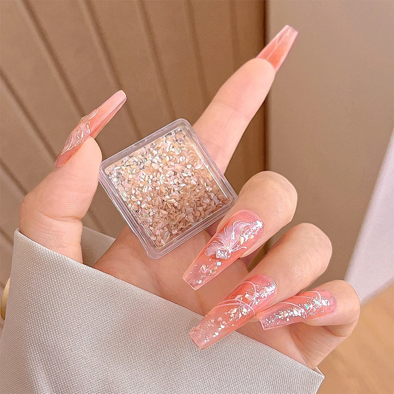 1Box DIY Nail Art Colorful Broken Shell Nail Decor 3D Symphony Abalone Fragments Nail Drill Jewelry Manicure Diamond Accessory