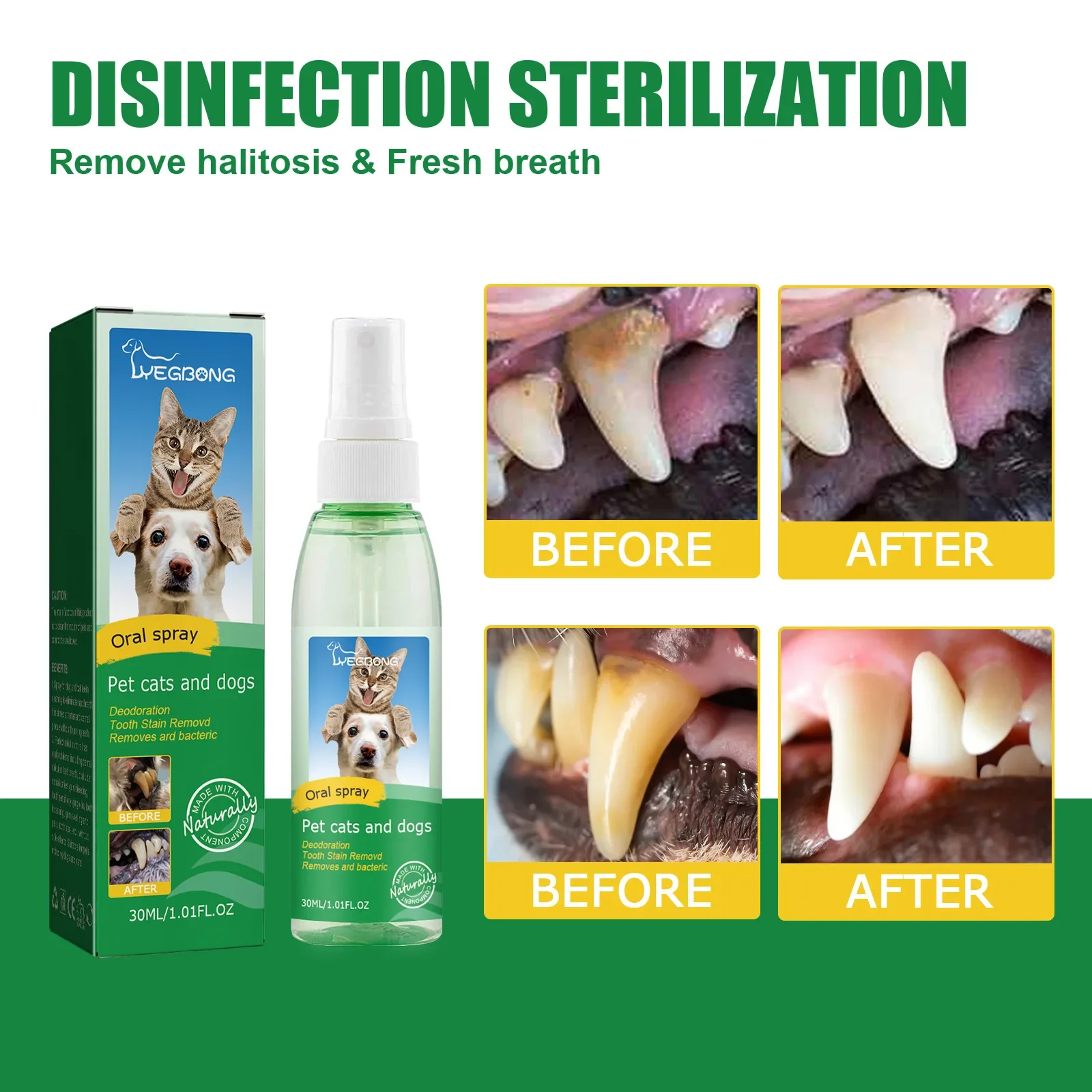 Pet Tooth Cleaning Spray Dog Mouth Fresh Teeth Clean Deodorant Oral Tartar Remover Teeth Stain Whitening Pet Oral Cleanse Liquid