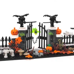 Holiday Decor Cemetery Pumpkin Building Set Pumpkin Graveyard Street Scene MOC Decorations Ghostly Death Toys