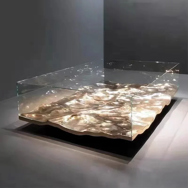 for Glass transparent square glass coffee table fiber reinforced plastic coffee table acrylic shaped crystal table furniture