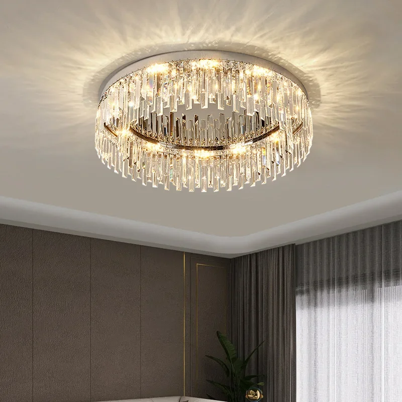 Round Light Luxury Crystal Ceiling Lamp Modern Minimalist Living Room Decoration Bedroom Whole House Indoor Lighting For Home