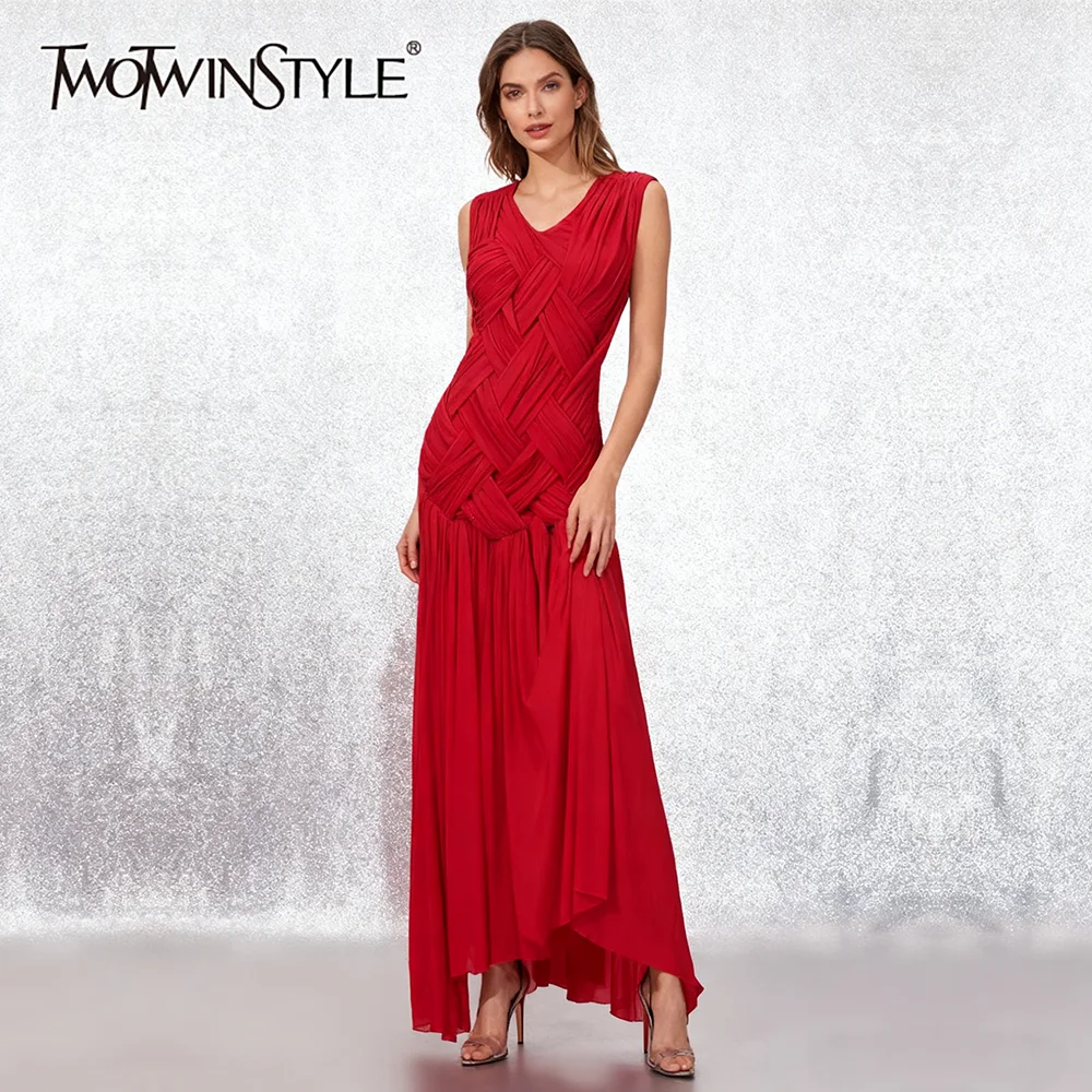 twotwinstyle-solide-minceur-episse-fronce-robes-de-mode-pour-les-femmes-col-en-v-sans-manches-design-sens-robe-longue-vetements-feminins