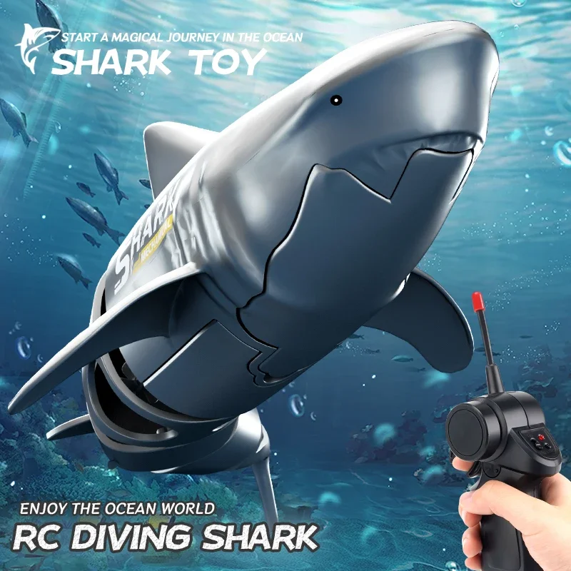 Requin bionique radiocommandé pour enfant, jouet de plongée sous-marine, avec télécommande, modèle animal, amusant pour l'été, électrique, idée cadeau