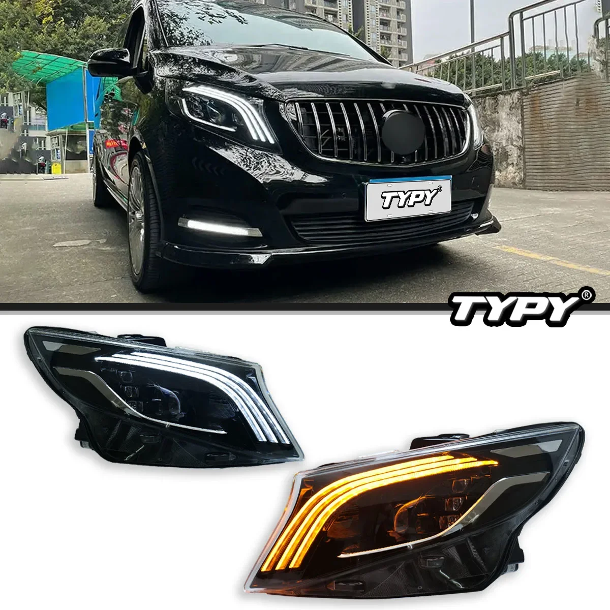 

Автомобильный светильник, светодиодный проектор, фары для Mercedes Benz Vito W447 Maybach, стильные фары, последовательный указатель поворота