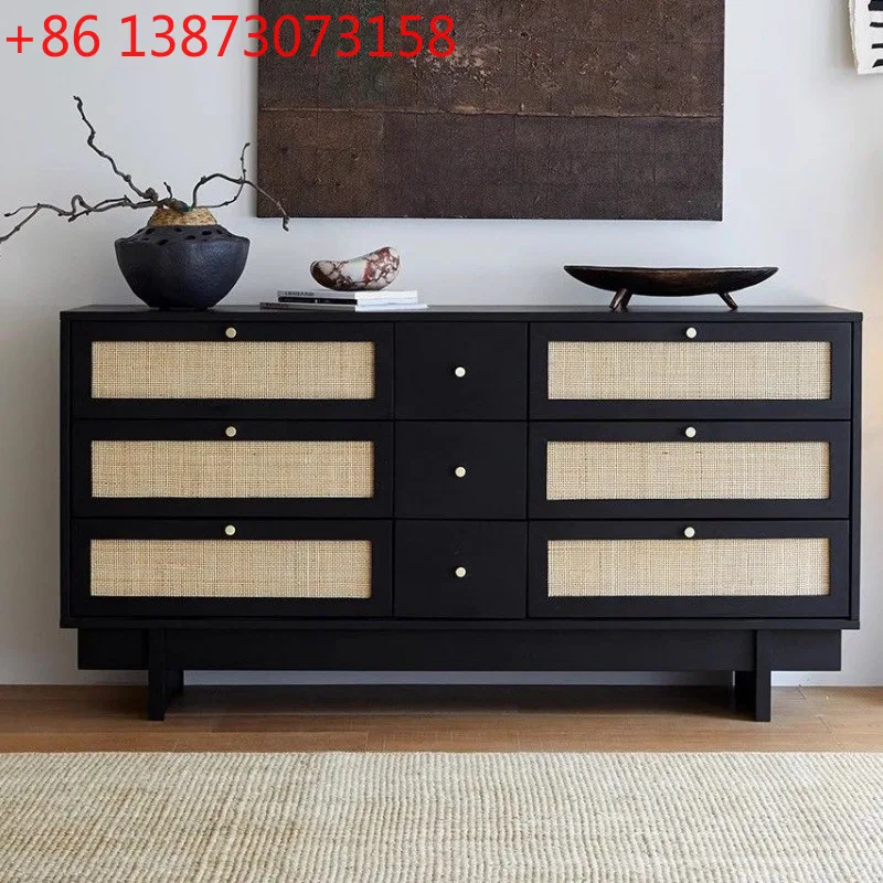 

Винтажная скандинавская кровать из массива дерева с девятью ведрами в американской спальне, комод, шкаф для хранения в гостиной, простой мод